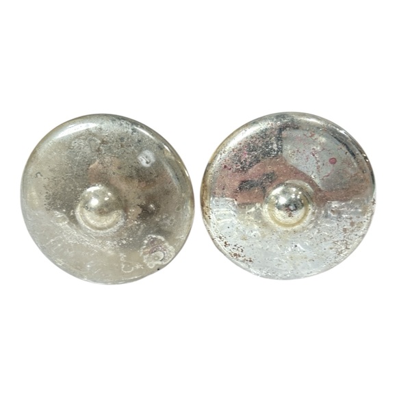 2 Vintage 3" Pink Striped and Silver Bells Mercury Glass Ornament Christmas Tree - Picture 6 of 7